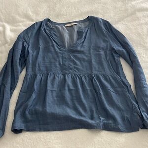 LOFT Chambray Blue Peasant Blouse